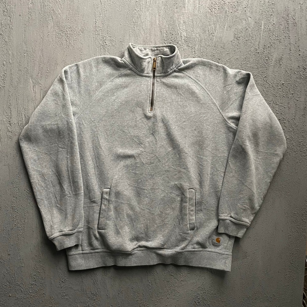 Carhartt Quarter Zip Sweatshirt Mens XL Tall Grey Relaxed Fit